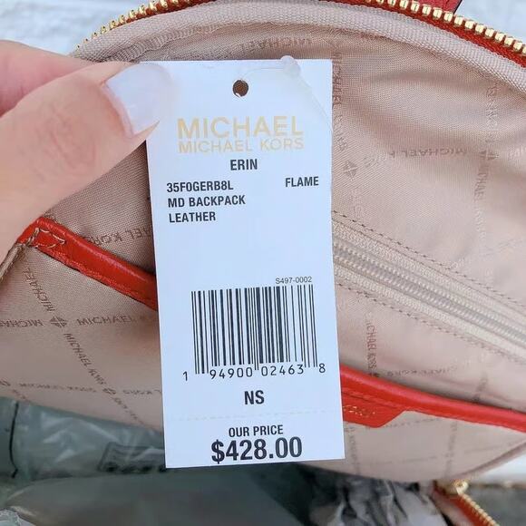 Michael Kors Erin 35F0GERB8L Medium Leather Backpack In Flame - Picture 5 of 5